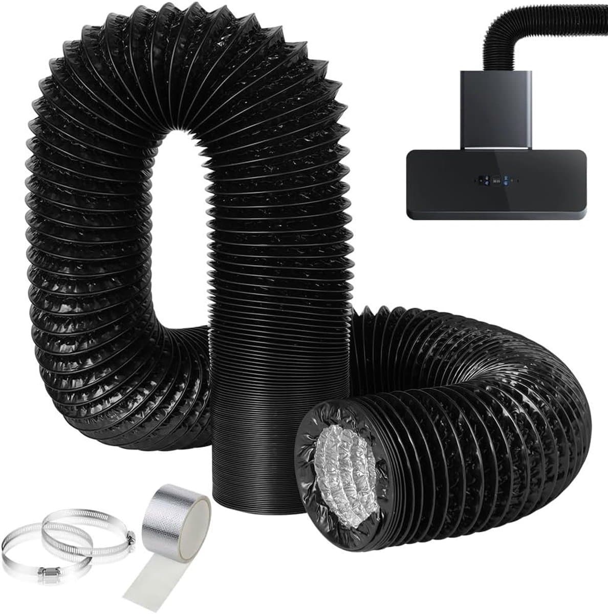 Flexibele Aluminium Folie Uitlaatslang 150 mm - 3m PVC 4-Laags met Slangklemmen en Tape voor Dragers en Ventilators — afbeelding 1