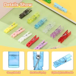 1.4 Inch Colored Clothespins - 100 Pcs Mini Colorful Plastic Clothes Clips - Strong Grip Photo Clips voor Fotos - Hanging Clothes Decorative Crafts - Transparant Blauw — thumbnail 3