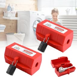 2 stuks wasmachine-stekkerslot: afsluitbare kunststof beschermbox voor stroomstekkers met 2 wachtwoordsloten, veilig voor elektrische apparaten en kinderveiligheid — thumbnail 1