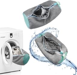 Waszakken voor schoenen - Set van 2 herbruikbare waszakken met rits voor efficiënt reinigen en bescherming van schoenen, grijs — thumbnail 1