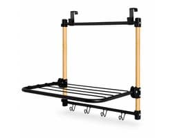 Govic® Droogrek Hangend Bamboe - zwart - wasrek inklapbaar - Wanddroogrek - Ophangbaar droogrek - droogrek deur — afbeelding 1