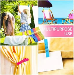 Strandhanddoekclips - Wasknijpers - Strand Genieten - Felgekleurd - 8 Stuks - Multicolor — thumbnail 3