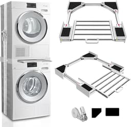 Verstelbaar Wasmachine & Droger Stapelrek – Universeel Model – Met Bevestigingsbanden & Anti-slip Pads — thumbnail 1