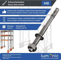 Wiganker Zwaar Gebruik - Betonanker Keilbout - Stevige Verankering - Roestvrij Staal V4A - M8 x 150mm — thumbnail 5