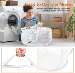 2 stuks Opvouwbare Wasmand - Wasmand van gaas - Vuile Klerenmand - Wasmand Opvouwbaar - Wassorteerder - Gaas - Ademend - Voor kleding en speelgoed - Geschikt voor badkamers, camping en hotels — thumbnail 4