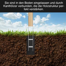 H-anker zwaar - Paalhouder H-profiel - Terras en schutting - Verdikt staal 4.75mm - 600x60mm 81mm diep - Verzinkt — thumbnail 2