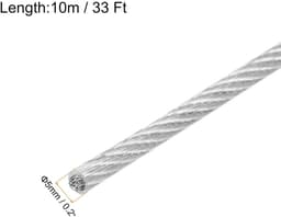 Roestvrijstalen Staalkabel - Spanslot Kabel - Waslijn Ophangen - Corrosiebestendig Vinyl Coating - 10 Meter x 5 mm - Transparant — thumbnail 3