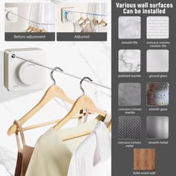 Intrekbare Waslijn - Drooglijn Binnen Buiten - Kleding Drogen - Voorkomt Doorzakken - 4.2 Meter - Wit — thumbnail 3