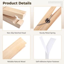 Houten Wasknijpers - Grote Clips - Handdoeken Ophangen - Natuurlijk Hout - 2 stuks 30 cm - Naturel — thumbnail 3