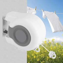 Allecto - Retractable Clothesline - Waslijn - Wall Mounted - PVC Draad - 2x12.8m - Geschikt voor Binnen en Buiten - Wit — thumbnail 3