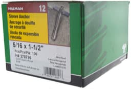 Hulsanker - Ankerbout M8 - Bevestigen in Beton - Gelegeerd Staal - 5/16 X 1-1/2 Inch - Zink — thumbnail 2