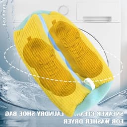Waszak voor Schoenen - Herbruikbare Waszakken voor Sneakers met Rits, Ideaal voor de Wasmachine, Set van 2 Gele Zakjes — thumbnail 5