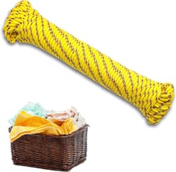 Kleurrijk Waslijntouw - Droogtouw Buiten - Kleding Drogen - Vuilafstotend Materiaal - 20 meter - Geel — thumbnail 1