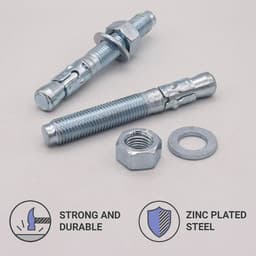 Wigankers - Metalen pluggen boutankers - Beton bevestigen - Verzinkt staal - M16 x 120 mm - Zilverkleurig — thumbnail 2