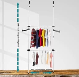 Telescopische garderobestand - inloopbaar kledingkastsysteem - vloer tot plafond - multifunctioneel - slaapkamer woonkamer - 80-139 cm. — thumbnail 3