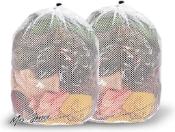 Mrs. Jones 2 stuks grote waszakken van gaas herbruikbare waszak met trekkoord voor op reis zware wasmachinetas voor kleding blouse-ondergoed (80 x 599 cm) . — thumbnail 1