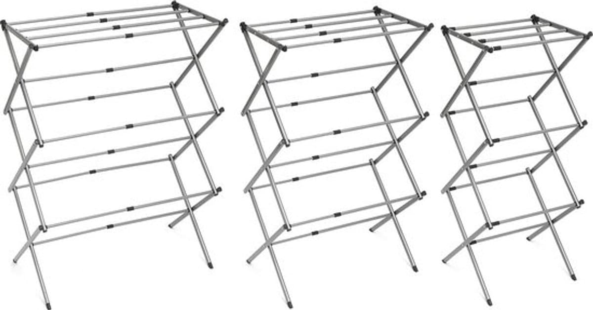 InnovaGoods - Inklapbare en uitschuifbare kledingdroger | 3 niveaus | 11 stangen | Metaal, Standaard, IJzer — afbeelding 1