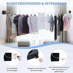 CLVP® Waslijn Uittrekbaar - Wanddroogrek - Wasdraad — thumbnail 4