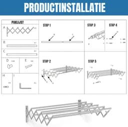 RONN® Wanddroogrek Inklapbaar - Wanddroogrek - Zilver ‎- 10cm x 42cm x 15cm; 0.2 kg — thumbnail 4