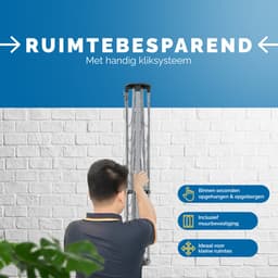 Duerté Wanddroogrek 25m – Droogmolen – Wandmontage – Inclusief 20 Wasknijpers, Wasknijpermand, Regenhoes & Wandmontage – Waslijn voor Buiten – Ruimtebesparend Droogmolen - Drogen — thumbnail 2