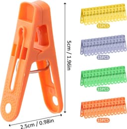 Kleurige kunststof wasknijpers voor handdoeken en kleding – 60 stuks — thumbnail 3