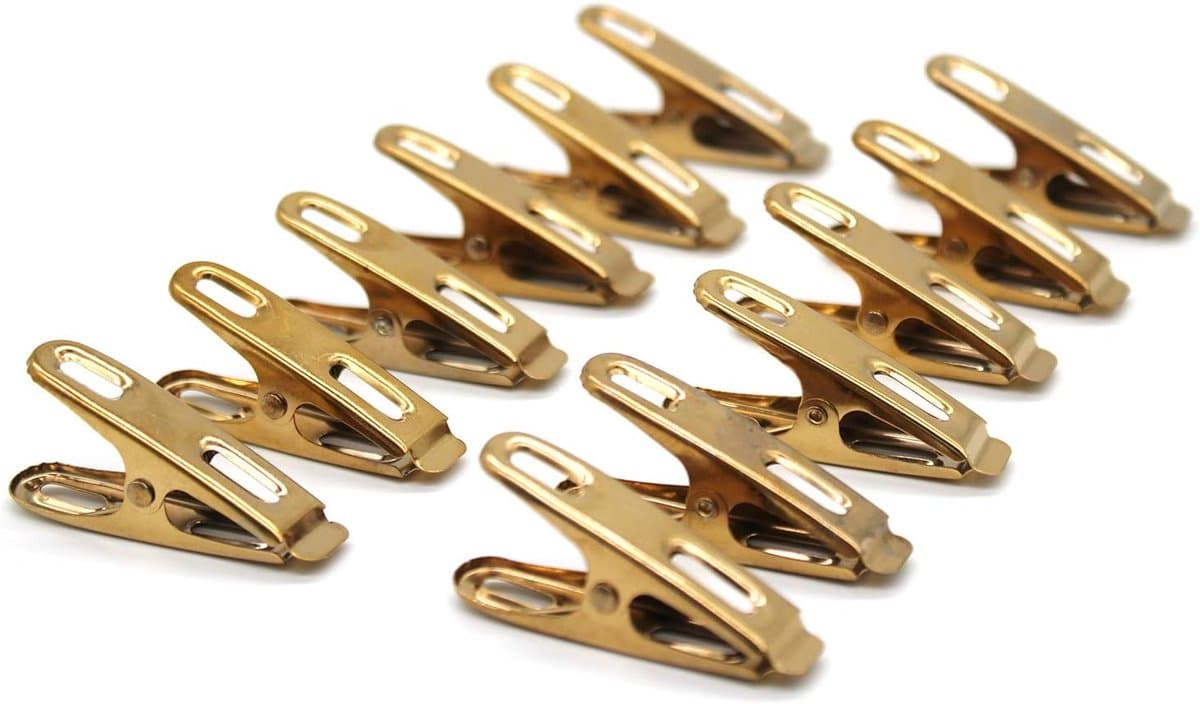 Wasknijpers Roestvrijstaal - Metalen Clips - Kleding Drogen - Roestbestendig Materiaal - 50 Stuks - Goud — afbeelding 1