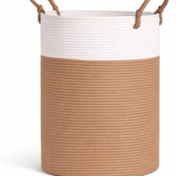 Wasmand Spieringstore - Gevlochten Katoen - Opbergmand Speelgoed - Handvatten - 35x50cm - Wit Camel — thumbnail 1