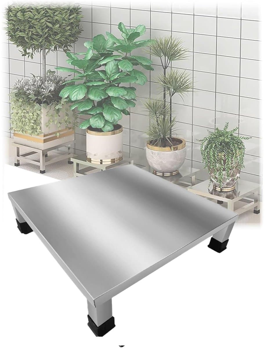 RVS Verhoger - Meubelstandaard Plankrek - Apparaten Verplaatsen - Vochtbestendige Basis - 60x40x10cm 500kg - Zilver — afbeelding 1