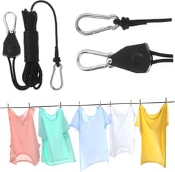 Verstelbare Waslijn - Ophangtouw - Kleding Drogen - Duurzaam Polypropyleen - 500 cm Lengte - Zwart — thumbnail 1