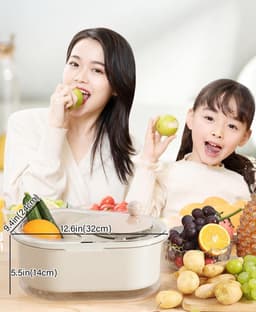Fruit Reiniger - Groente Wasmachine - Hygiënisch Eten - Grote Capaciteit Kom - 34x29x18 cm - Roze — thumbnail 3