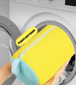 Set van 2 schoenwaszakken – waszak voor schoenen - schoenen waszak - Herbruikbaar – Geschikt voor alle schoenmaten – Polyester – Geel — thumbnail 2