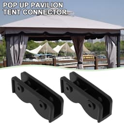 Allecto - Pop-up tuinhuisje connector - Vervangingsdeel - Rechthoekige beugel - Geschikt voor tenten - Zwarte connector 4 stuks, terrasparasol, tuinmeubilair - Tuinaccessoires — thumbnail 5