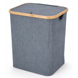 Cheqo® Wasmand - Wasmand met Deksel - Opvouwbare Wasmand - Wasmand met Klep - Blauwe Wasmand - Wasmand Badkamer - Wasmand Slaapkamer - Wasmand Wasruimte - Wasmand voor Wasgoed - Wasmand voor Handdoeken - Wasmand voor Beddengoed — thumbnail 1