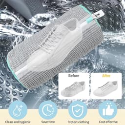 2 stuks Schoenen waszak - Sneaker waszak - Waszak voor schoenen - Grijze schoenen waszak - Herbruikbare schoenwaszakken zijn geschikt voor de wasmachine en droger en reinigen en beschermen alle soorten schoenen — thumbnail 3