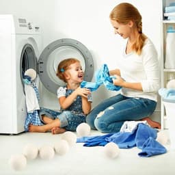 6 stuks - Wollen droogballen - 6cm - Wasdroger ballen - Droogballen - Wasbollen - Wasballen - herbruikbare - verkort de droogtijd - verminderen statische elektriciteit - voor thuis en in hotels - voor kleding, beddengoed en handdoeken - wit — thumbnail 2