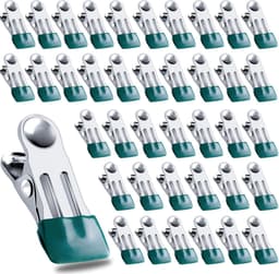 40 stuks clips voor bovengrondse zwembadafdekkingen, roestvrijstalen handdoekklemmen, zwembadklemmen, zware wasknijpers - voor winterafdekkingen, metalen wasknijpers voor strandlakens, wasgoed - donkergroen — thumbnail 1