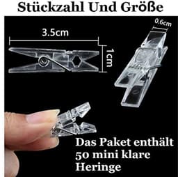 Hangende clips 50 stuks - Transparante wasknijpers en mini-klemmen voor fotos en lichtsnoeren — thumbnail 2