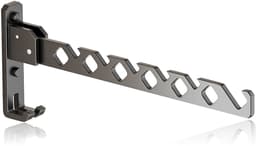 Ynkkvre - Wandkledingrek - Aluminium Kleerhanger met Kledinghaak - Opvouwbaar Wandrek - Voor Slaapkamer, Badkamer, Balkon - Zwart — thumbnail 2