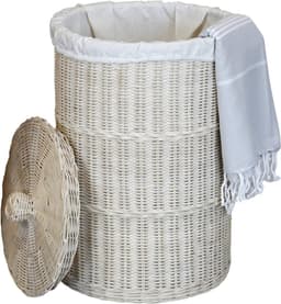 Wasmand met deksel – Rieten wasmand – 50 l – Opbergmand — thumbnail 1