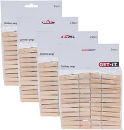Wasknijpers naturel van hout - 96x stuks - 7,5 cm - Huishouding - De was doen - Was ophangen - wasgoedknijpers — thumbnail 1