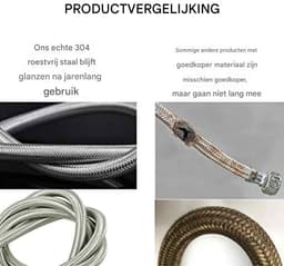 Roestvrijstalen Slang - Flexibele Koppelstuk - 16 Bar Drukbestendig - 150 Cm Lengte - 1 Stuks - Voor Sanitair Zilver — thumbnail 3