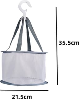 3 stuks - Droognet voor schoonheidsverzorging - Droogmand voor kleding - Mini netdroogmand - Hangende droogmand voor kleding - Opvouwbaar droognet voor stoffen - Grijs — thumbnail 5
