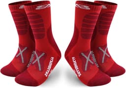 Alpen Bears Merino Wandelsokken – 2 Paar – Professionele Trekkingsokken voor Wandelen – Outdoor Sokken voor Dames, Heren & Kinderen – Warme Merino Wandelsokken – Functionele Sokken – Trekking Sportsokken (Rood, 43-48) — thumbnail 1
