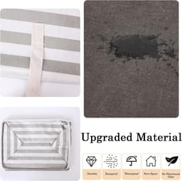 1 grote wasmand - waterdicht - opvouwbare hoge wasmand - met verlengde handgreep - voor kleding - slaapzaalspeelgoed en thuis-Grijs geblokt-40*30*60cm — thumbnail 2