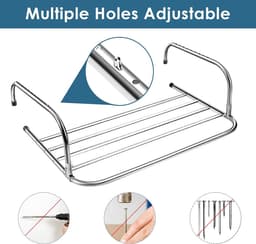 Droogrek voor kleding, Express Dryer, Hangende droger, Opvouwbare armen, Roestvrijstalen metalen droogrek voor kleding, Balkon/Radiator/Balustrade, voor hangend drogen (40 cm) — thumbnail 5