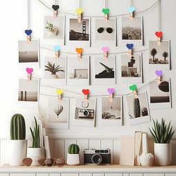 Pack of 50 Kleine Houten Klemmen - Mini Hart Clips met 10 m Jute Touw - Kleurige Kleine Kleding Klemmen - Foto Houder - 3.5 x 0.8 cm - Multifunctionele Mini Clips voor Foto’s en Postkaarten — thumbnail 2
