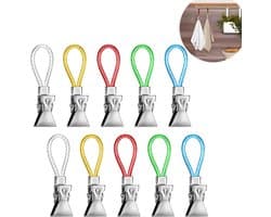 10 stuks metalen clips - theedoekclips - metalen hangende handdoekenclips - veelkleurige keukenhanddoekhangclips - voor thuis/ keuken/ badkamer/ kasten - Willekeurige kleur