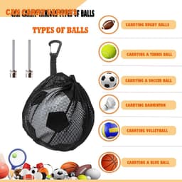 Draagbare Basketbaltas voor Sportballen - Duurzaam en Multifunctioneel - Nettas met Trekkoord en Haak - Inclusief 2 Luchtpinnen - Afmetingen 12x10 inch — thumbnail 2