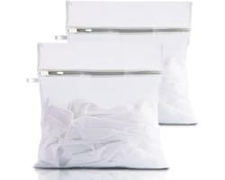 Netwaszak - waszakkenset - 2 netwaszakken voor wasmachines - waszak met rits - extra dikke waszak - grove netzak - delicate waszak voor wasgoed, sokken, overhemden - grijs - 40 x 50 cm