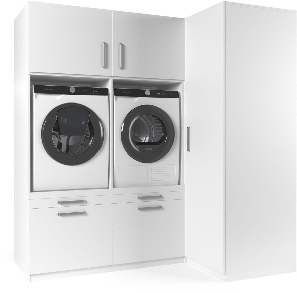 Wasophoogte® Wasmachine Kast Bern - Wasmachine verhoger - Wasmachine ombouw - 700(D)*2030(B)*2110(H) mm - Wit — afbeelding 1